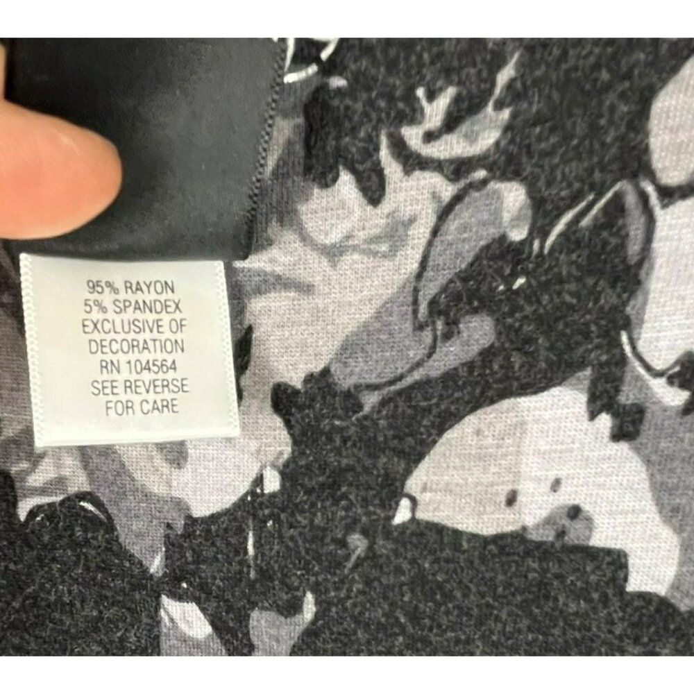 Gaiam Tank Dress Black Floral Reverses to Sollid Purple V-Neck Sz. M - Picture 6 of 6